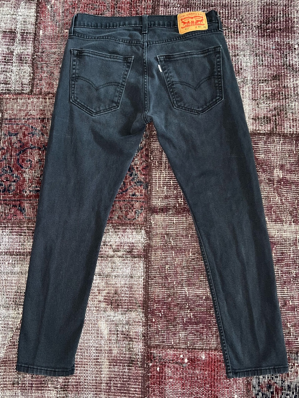 ❤️Levi's 512 Black Faded Denim Jeans Size 32"